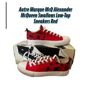NWOT with BOX Alexander McQueen Colorful Swallow Canvas Shoes Men's